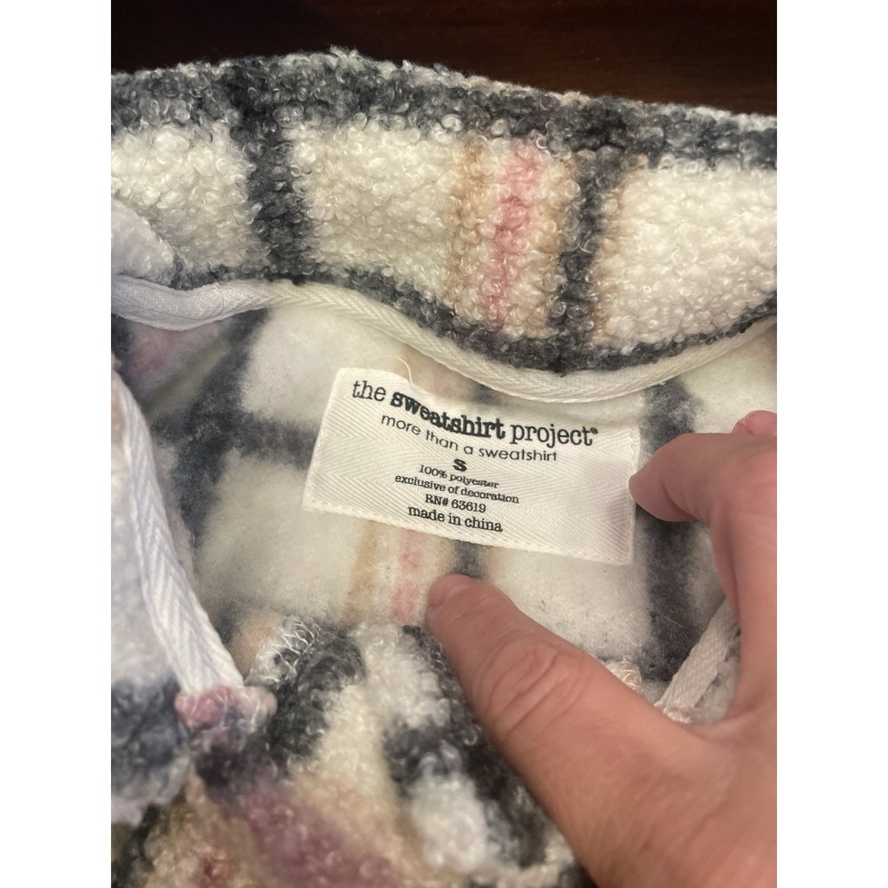 The Sweatshirt Project Shacket Sherpa Plaid Button Up Small Jacket - Picture 3 of 4